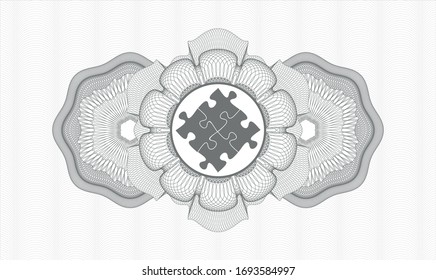 Grey money style rosette with solution icon inside