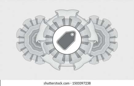Grey money style rosette with tag icon inside
