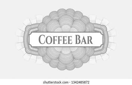 Grey money style rosette with text Coffee Bar inside