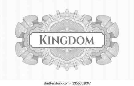 Grey money style rosette with text Kingdom inside