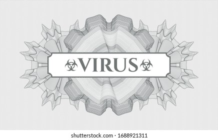 Rosette de estilo Gray Money con texto Virus dentro