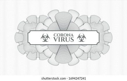 Rosette estilo dinero gris con texto Coronavirus dentro