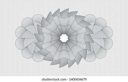 Grey money style rosette. Vector Illustration. Detailed.