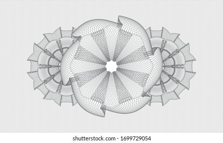 Grey money style rosette. Vector Illustration. Detailed.