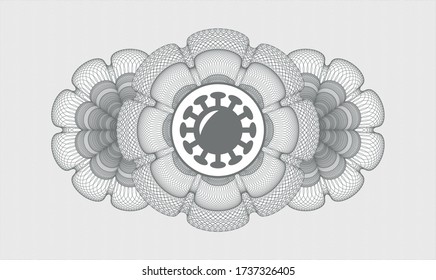 Grey money style rosette. Vector Illustration. Detailed with coronavirus icon inside
