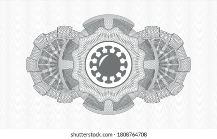 Grey money style rosette. Vector Illustration. Detailed with coronavirus icon inside