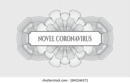 Rosette mit grauem Geld. Vektorgrafik. Detaillierte Angaben mit Text Novel Coronavirus Innen