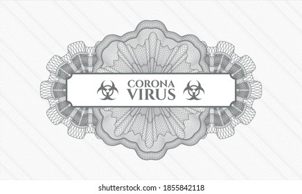 Rosette mit grauem Geld. Vektorgrafik. Detaillierte Beschreibung mit Text Coronavirus im Inneren