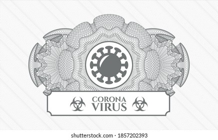 Rosette estilo dinero gris. Ilustración vectorial. Detallado con el icono de coronavirus y el texto de Coronavirus dentro