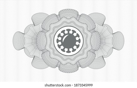 Grey money style rosette. Vector Illustration. Detailed with coronavirus icon inside