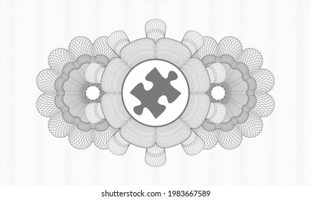 Rosette estilo dinero gris. Ilustración vectorial. Detallado con el icono de la pieza del rompecabezas dentro