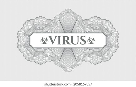 Rosette estilo dinero gris. Ilustración vectorial. Detallado con el virus de texto dentro
