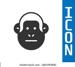 Grey Monkey icon isolated on white background. Animal symbol.  Vector