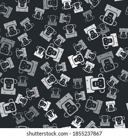 Grey Monkey icon isolated seamless pattern on black background. Vector.