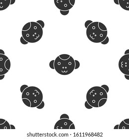 Grey Monkey zodiac sign icon isolated seamless pattern on white background. Astrological horoscope collection.  Vector Illustration