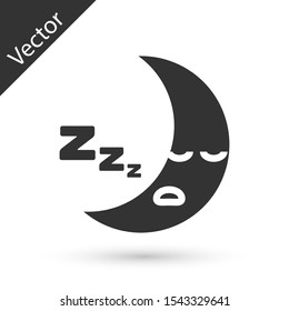 Grey Moon icon isolated on white background. Cloudy night sign. Sleep dreams symbol. Night or bed time sign.  Vector Illustration