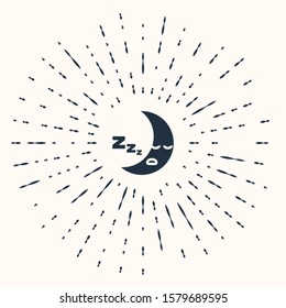 Grey Moon icon isolated on beige background. Cloudy night sign. Sleep dreams symbol. Night or bed time sign. Abstract circle random dots. Vector Illustration