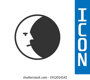 Grey Moon icon isolated on white background.  Vector