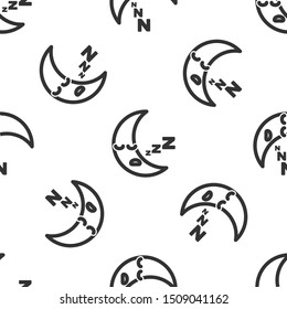 Grey Moon icon isolated seamless pattern on white background. Cloudy night sign. Sleep dreams symbol. Night or bed time sign.  Vector Illustration