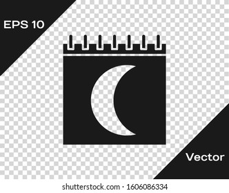 Grey Moon phases calendar icon isolated on transparent background.  Vector Illustration