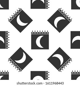Grey Moon phases calendar icon isolated seamless pattern on white background.  Vector Illustration
