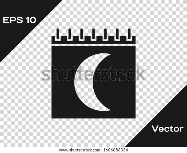 Grey Moon phases calendar icon
isolated on transparent background.  Vector
Illustration