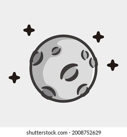 Grey moon and stars cartoon illustration colorful design vector