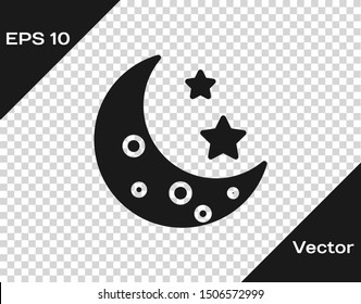 Grey Moon and stars icon isolated on transparent background.  Vector Illustration