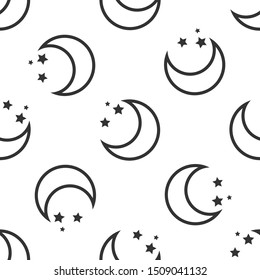Grey Moon and stars icon isolated seamless pattern on white background.  Vector Illustration