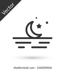 Grey Moon and stars icon isolated on white background.  Vector Illustration