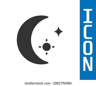 Grey Moon and stars icon isolated on white background. Cloudy night sign. Sleep dreams symbol. Full moon. Night or bed time sign.  Vector