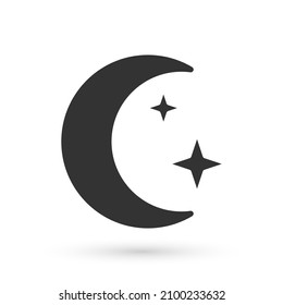 Grey Moon and stars icon isolated on white background. Cloudy night sign. Sleep dreams symbol. Full moon. Night or bed time sign.  Vector