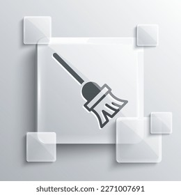 Grey Mop icon isolated on grey background. Cleaning service concept. Square glass panels. Vector