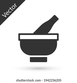 Grey Mortar and pestle icon isolated on white background. Vector