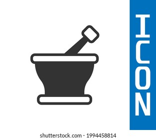 Grey Mortar and pestle icon isolated on white background.  Vector