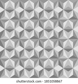 Fondo de mosaico gris. Patrón geométrico sin foco. Estrellas hechas de triángulos. Textura de cristal. Ilustración del vector EPS10