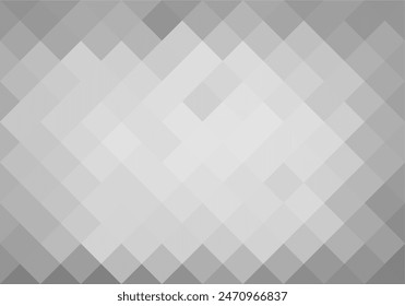 Grey mosaic pixel background with copy space. Gradient abstract tile background. Rectangular check pattern.