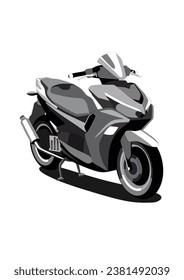 Grey Motorcycle Bike Scooter Matic Design Vector Art