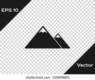 Grey Mountains icon isolated on transparent background. Symbol of victory or success concept. Vector Illustration