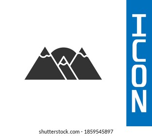 Grey Mountains icon isolated on white background. Symbol of victory or success concept.  Vector