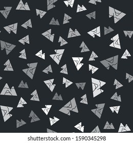 Grey Mountains icon isolated seamless pattern on black background. Symbol of victory or success concept.  Vector Illustration