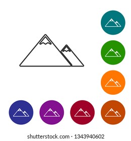Grey Mountains line icon isolated on white background. Symbol of victory or success concept. Vector Illustration