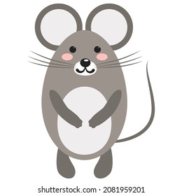 grey mouse , hand-drawn forest animal. cartoon zodiac vector illustration