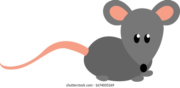 Grey mouse, illustration, vector on white background.