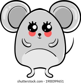 Ratón gris, ilustración, vector sobre un fondo blanco.
