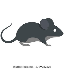 Grey mouse or rat illustration representing a common rodent host carrier of dangerous hantavirus infection