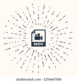 Grey MOV file document. Download mov button icon isolated on beige background. MOV file symbol. Audio and video collection. Abstract circle random dots. Vector Illustration