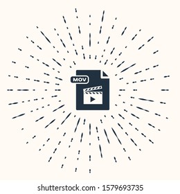 Grey MOV file document. Download mov button icon isolated on beige background. MOV file symbol. Audio and video collection. Abstract circle random dots. Vector Illustration