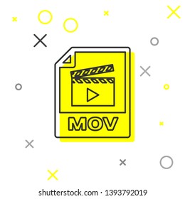 Grey MOV file document icon. Download mov button line icon isolated on white background. MOV file symbol. Audio and video collection. Vector Illustration