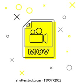 Grey MOV file document icon. Download mov button line icon isolated on white background. MOV file symbol. Audio and video collection. Vector Illustration